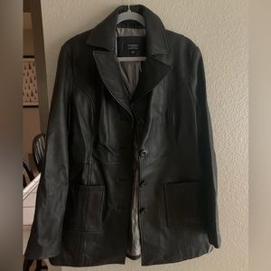 Womens Black Leather Coat (Large)